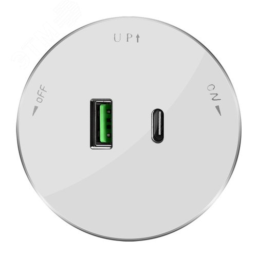 MultiTrack Розетка 2хUSB (тип А+С) 18Вт, 5В/3А Белый - фото 2