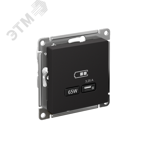 ATLASDESIGN USB РОЗЕТКА тип-C 65W высокоскор.заряд. QC, PD, механизм, КАРБОН - фото 1