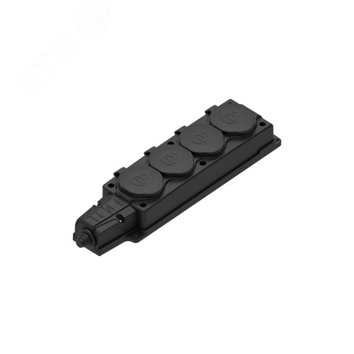 Изображение товара Колодка 4х розетка четырехместная 2К+З каучуковая 16А/250В IP44 Чёрная MultiSet (шт)