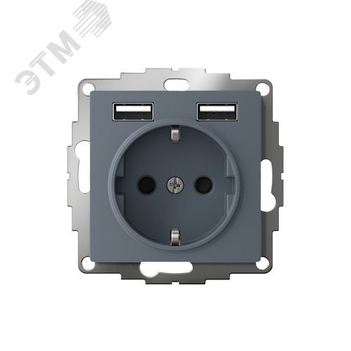 РОЗЕТКА ATLASDESIGN 16А c 2 USB A+A, 5В/2,4А, 2х5В/1,2А, механизм, ГРИФЕЛЬ - фото 2