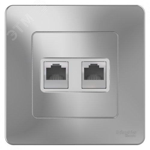 BLANCA скрытой установки розетка двойная компьютерная+телефон, алюминий - фото 3