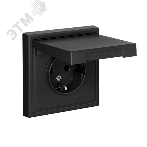 ARTGALLERY розетка с заземл. со шторк. с крышкой, 16А, IP20, механизм, базальт - фото 4