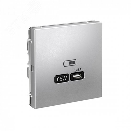 ARTGALLERY USB розетка тип-С 65Вт высокоскор.заряд. QC, PD, механизм, алюминий - фото 2