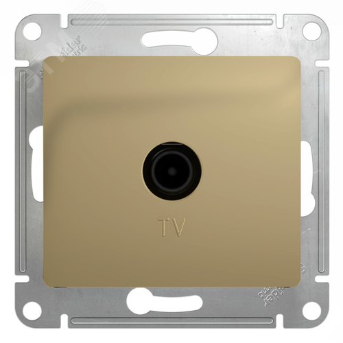 GLOSSA Розетка телевизионная TV одиночная в рамку 1дБ титан - фото 1