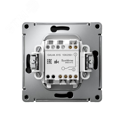 ARTGALLERY 1-клавишный ПЕРЕКЛЮЧАТЕЛЬ IP44, 10АХ,  механизм, быстрозажимные клеммы, КАРБОН - фото 2