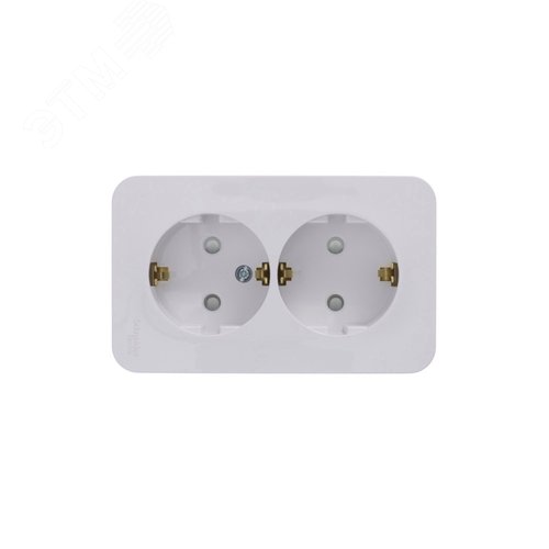 Розетка BLANCA наружная двойная, с заземлением, со шторками, с изолирующей пластиной, 16А, 250В, белый - фото 7