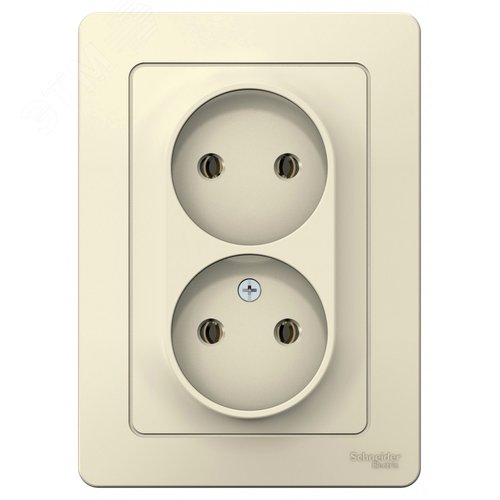 BLANCA скрытой установки розетка двойная без заземления без шторок, 16А, 250В, молочный - фото 3