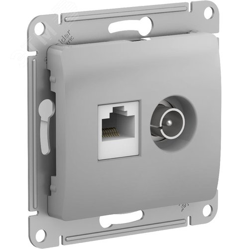 GLOSSA РОЗЕТКА двойная ТВ + компьютерная RJ45, кат. 5Е, АЛЮМИНИЙ - фото 1