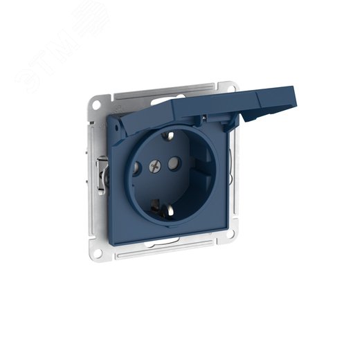 ATLASDESIGN РОЗЕТКА с заземл. со шторк. с крышкой,16А, IP20, быстрозажимные клеммы, АКВАМАРИН - фото 4