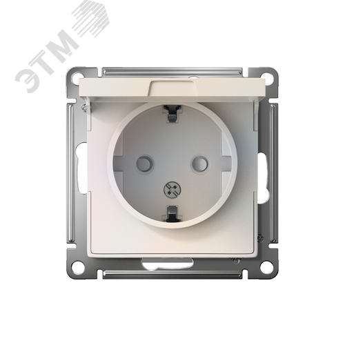 Розетка ATLASDESIGN с заземлением со шторками с крышкой 16А IP20 механизм жемчуг - фото 2