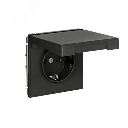 ARTGALLERY РОЗЕТКА с заземл. со шторк. с крышк., 16А, IP20,  механизм, быстрозажимные клеммы, базальт - фото 2