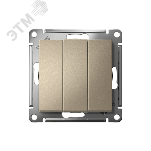 Выключатель трехклавишный ATLASDESIGN схема 1+1+1 10АХ механизм шампань - фото 2