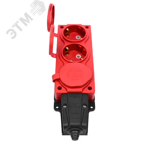 MultiSet Колодка 3х розетка 2К+З каучуковая 16А/250В IP44 Красная - фото 4