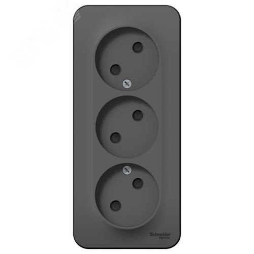 Изображение товара Розетка BLANCA наружная 3-я без заземления со шторками с изоляционной пластиной 16а 250в антрацит (шт)