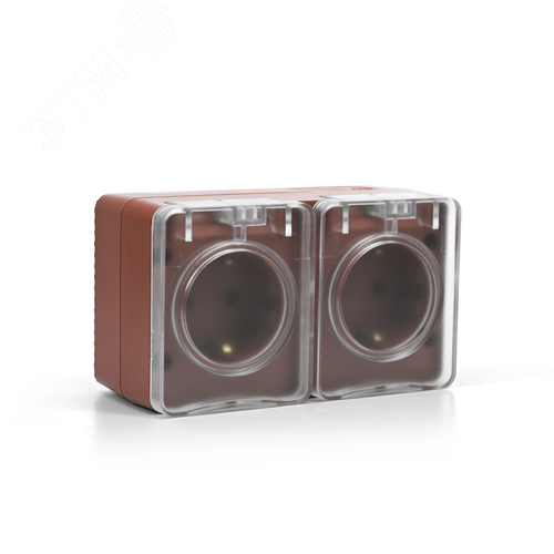 AtlasDesign PROFI IP54 О/У РОЗЕТКА двойная с з/к со шторками 16А, ТЕРРАКОТОВЫЙ - фото 4