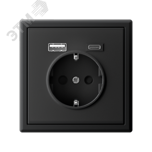 ARTGALLERY розетка 16А с 2 USB A+C, 5В/2,4А/3,0А, 2х5В/1,5А, механизм, карбон - фото 5