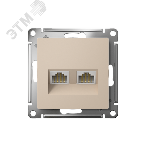 ATLASDESIGN РОЗЕТКА двойная компьютерная RJ45+RJ45, кат.5E, механизм, ПЕСОЧНЫЙ - фото 2