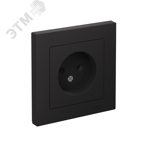 Розетка ATLASDESIGN без заземления 16А в сборе карбон - фото 1