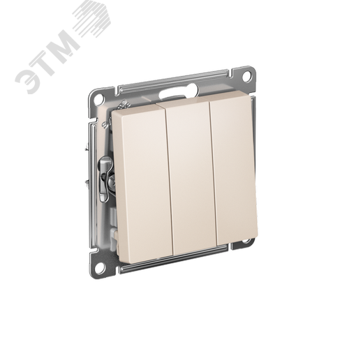 Выключатель трехклавишный ATLASDESIGN схема 1+1+1 10АХ механизм бежевый - фото 1