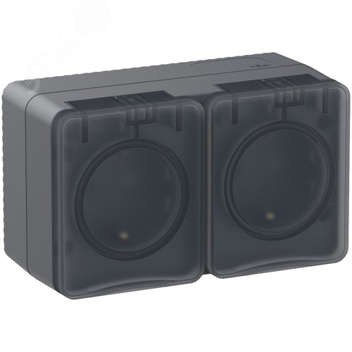 AtlasDesign Profi54 розетка двойная с заземлением со шторками IP54 16А 250B, АНТРАЦИТ, Россия - фото 4