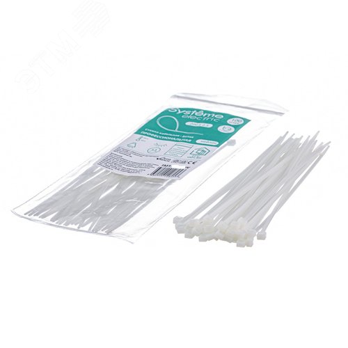 Стяжка кабельная MultiSet 370х4.8 Белая (100шт) - фото 2