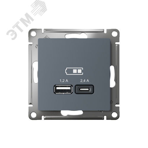 РОЗЕТКА USB ATLASDESIGN A+С, 5В/2,4А, 2х5В/1,2А, механизм, ГРИФИЛЬ - фото 2