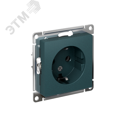 Розетка ATLASDESIGN с заземлением 16А механизм изумруд - фото 1