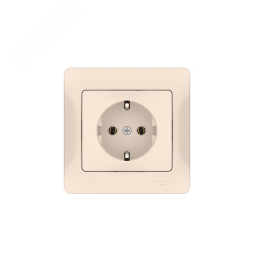 GLOSSA РОЗЕТКА с заземлением, 16А, в сборе, быстрозажимные клеммы, БЕЖЕВЫЙ - фото 4