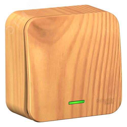 Переключатель BLANCA одноклавишный наружный (схема 6) с подсветкой и изоляционной пластиной 10а 250b ясень - фото 3