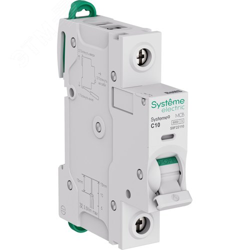 Изображение товара Выключатель автоматический (АВ) C 10A 1P 6kA 230В Systeme9 (шт)