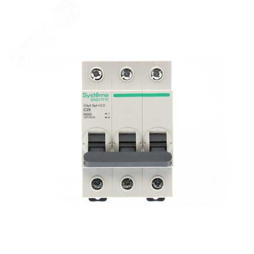 Выключатель автоматический трехполюсный (АВ) С 20А 3P 6kA 400В City9 Set - фото 3