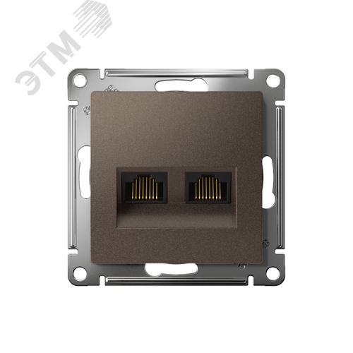 Розетка ATLASDESIGN двойная компьютерная RJ45+RJ45 категория 5E механизм мокко - фото 2