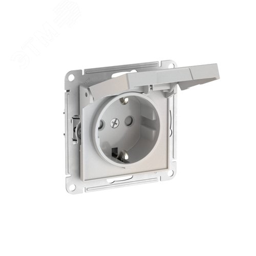 ATLASDESIGN РОЗЕТКА с заземл. со шторк. с крышкой, 16А, IP20,мех., быстрозажимные клеммы, ЖЕМЧУГ - фото 4