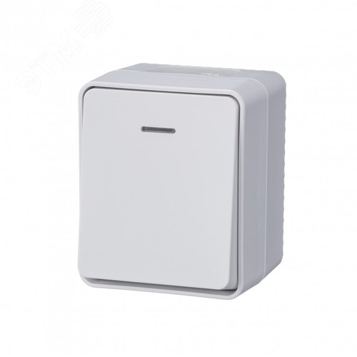 AtlasDesign Profi54 выключатель одноклавишный с подсветкой IP54 10 АХ, БЕЛЫЙ, Россия - фото 1