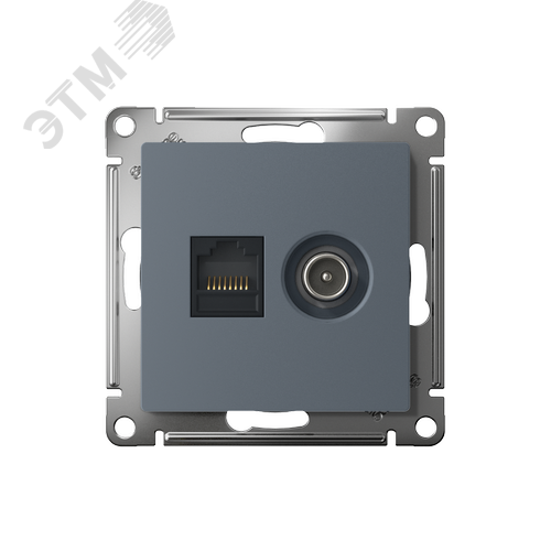 Розетка ATLASDESIGN двойная компьютерная+ТВ RJ45+TV категория 5E механизм грифель - фото 2