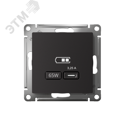 ATLASDESIGN USB РОЗЕТКА тип-C 65W высокоскор.заряд. QC, PD, механизм, КАРБОН - фото 2
