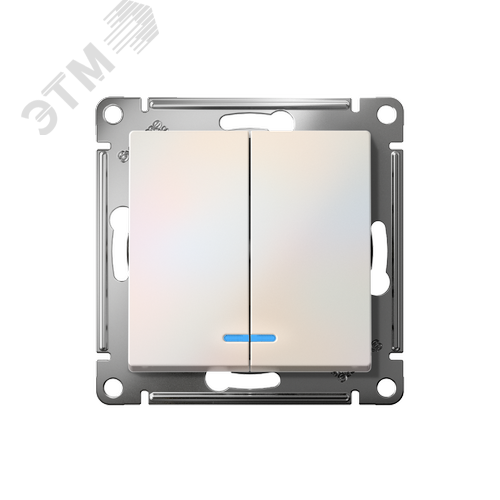 ATLASDESIGN 2-клавишный ВЫКЛЮЧАТЕЛЬ с подсветкой ,сх.5а, 10АХ, быстрозажимные клеммы, ЖЕМЧУГ - фото 2