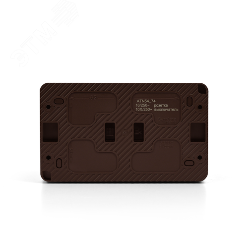 AtlasDesign PROFI IP54 О/У БЛОК: РОЗ. з/к со шт. 16А, ВЫКЛ.2-клав.10А, КОРИЧНЕВЫЙ - фото 6
