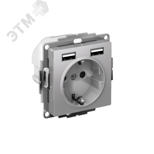 Изображение товара РОЗЕТКА ATLASDESIGN 16А c 2 USB A+A, 5В/2,4А, 2х5В/1,2А, механизм, АЛЮМИНИЙ (шт)