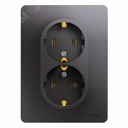 Изображение товара GLOSSA розетка двойная с заземлением в сборе графит (шт)