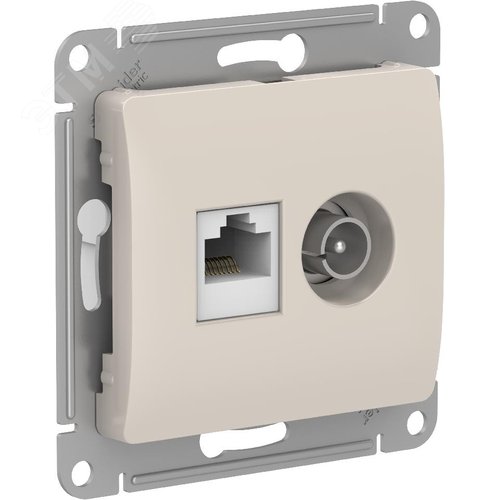 Изображение товара GLOSSA РОЗЕТКА двойная ТВ + компьютерная RJ45, кат. 5Е, МОЛОЧНЫЙ (шт)