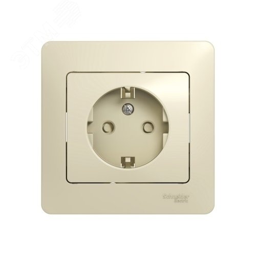 GLOSSA Розетка с заземлением со шторками в сборе бежевая - фото 1