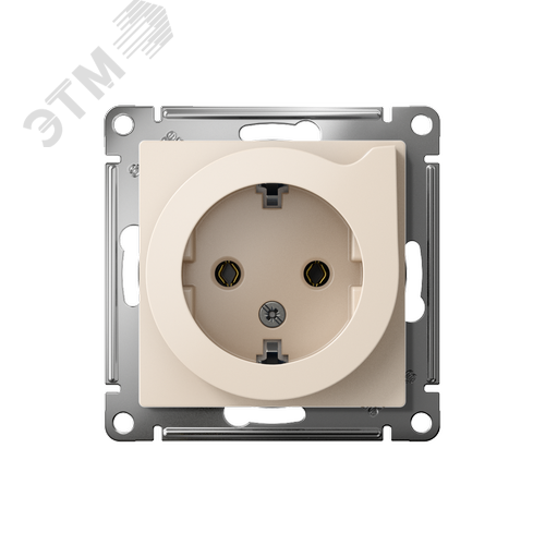Розетка ATLASDESIGN с заземлением со шторками с выталкивателем 16А механизм бежевый - фото 2