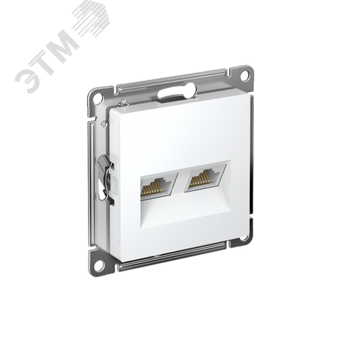 Изображение товара Розетка ATLASDESIGN двойная компьютерная RJ45+RJ45 категория 5E механизм белый (шт)