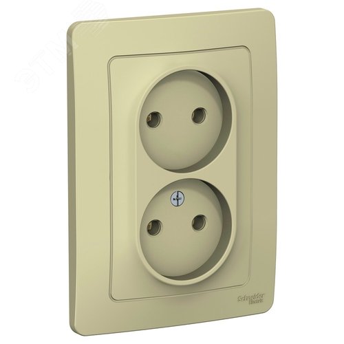 BLANCA С/У РОЗЕТКА двойная без заземления без шторок, 16А, 250В, БЕЖЕВЫЙ - фото 1