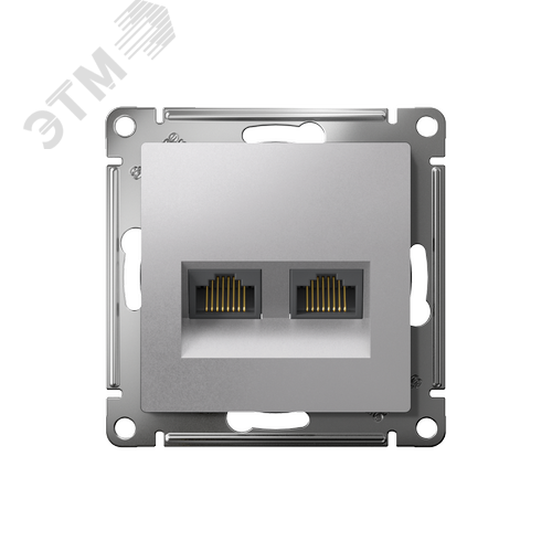 Розетка ATLASDESIGN двойная компьютерная RJ45+RJ45 категория 5E механизм алюминий - фото 2