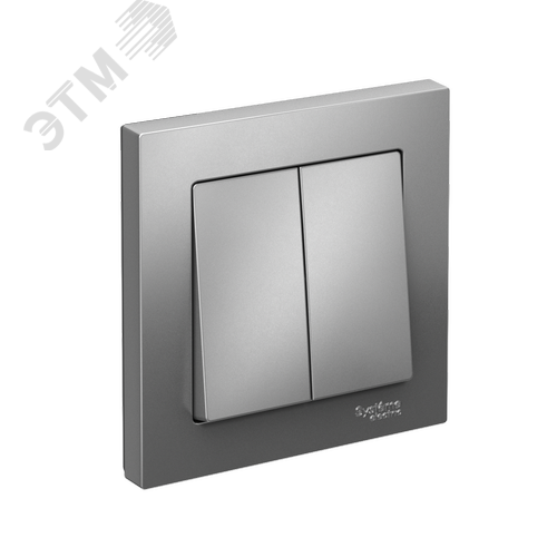 ATLASDESIGN 2-клавишный ВЫКЛЮЧАТЕЛЬ, сх.5, 10АХ, в сборе, быстрозажимные клеммы, СТАЛЬ - фото 1