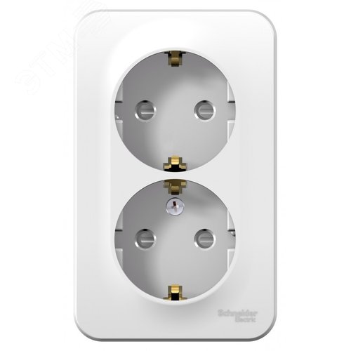 BLANCA  розетка наружная  двойная с заземлением со шторками, 16А, 250В, белый - фото 3