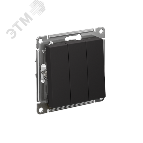 Выключатель трехклавишный ATLASDESIGN схема 1+1+1 10АХ механизм карбон - фото 1