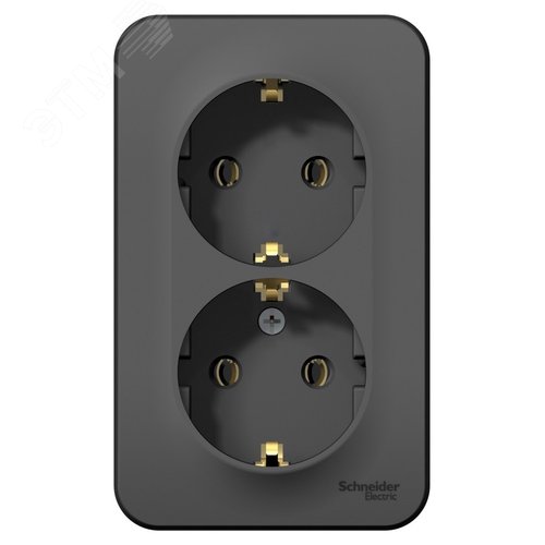 BLANCA розетка наружная двойная с заземлением без шторок с изолирующей пластиной, 16А, 250В, антрацит - фото 5